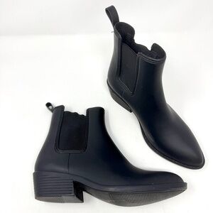 Jeffrey Campbell Black Ribber Ankle Booties Rain Boots